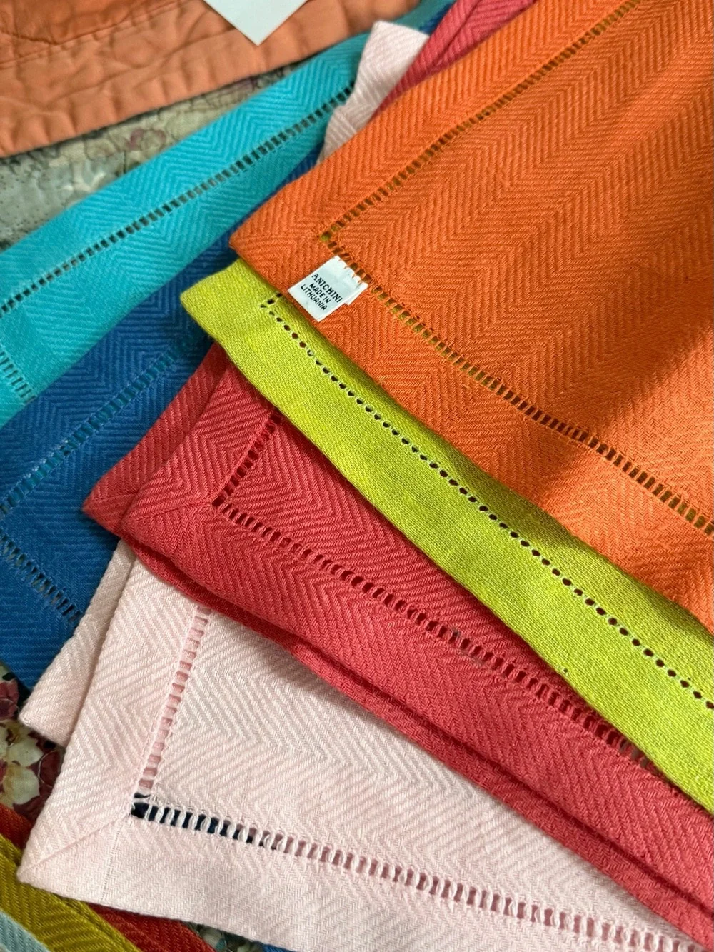 ANICHINI Bright Colorful Linen cocktail Napkins 10x10 FREE SHIPPING